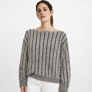 Lucia Vintage Wool-Blend Sweater, Black & White, Medium